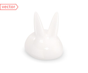 Easter Bunny. 3D illustration of a cute white rabbit figurine. Design element isolated on white background. Suitable for Easter Sunday and Mid Autumn Festival. 3d vector object