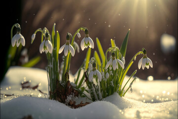 Snowdrop flowers in spring (AI generated)