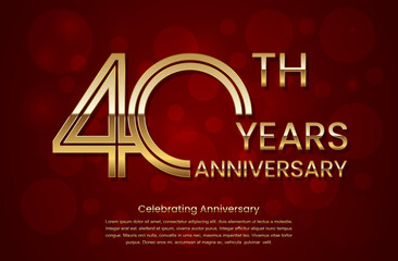 40th Anniversary. Anniversary logo design with double line concept. Golden anniversary template. Logo Vector Template