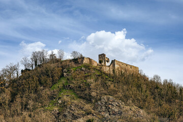 View at castle ruin Donaustauf near Regensburg, bavaria, germany