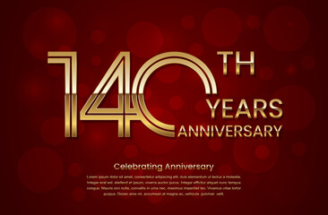 140th Anniversary. Anniversary logo design with double line concept. Golden anniversary template. Logo Vector Template