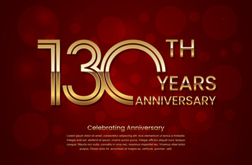 130th Anniversary. Anniversary logo design with double line concept. Golden anniversary template. Logo Vector Template