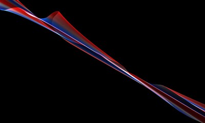 Diagonal wave of red blue color on a black background