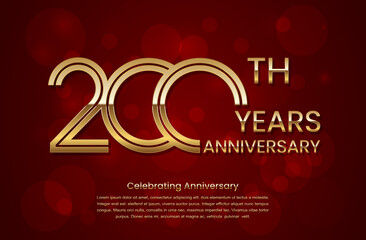 200th Anniversary. Anniversary logo design with double line concept. Golden anniversary template. Logo Vector Template