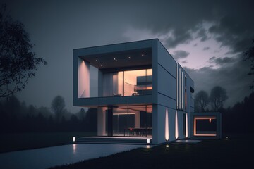 Beautiful modern minimalist house, generative ai