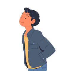 Man Character Dreaming Imagining and Fantasizing Something Vector Illustration