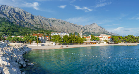 Landscape with Baska Voda town, dalmatian coast, Croatia