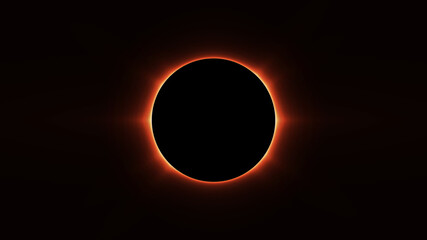 Total eclipse effect on black background. - obrazy, fototapety, plakaty