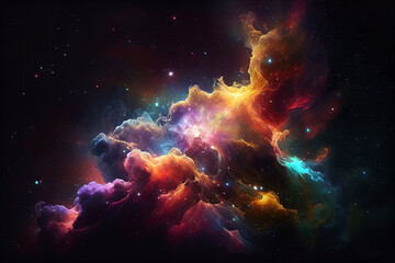 Fototapeta na wymiar Colourful Nebula .Created with generative ai