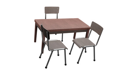 3d render table and chair business meeting concept illustration with white background. investigation concept