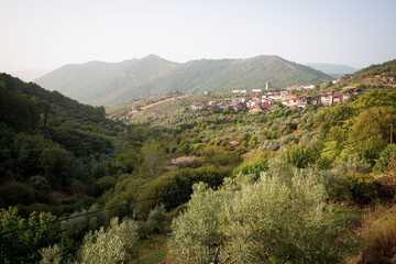 Fototapeta na wymiar a view of Herguijuela de la Sierra village - Sierra de Francia, province of Salamanca, Castile and Leon, Spain - October 2022