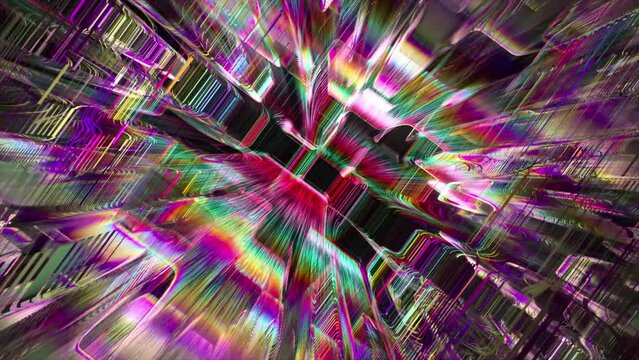 Refraction of light inside the diamond tunnel. Rainbow distortion refraction swirl leaks overlay background wallpaper