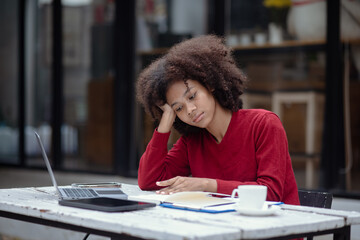 Young African American stress and upset, 