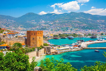 Fototapeta premium The harbor of Alanya on a beautiful summer day. Turkey