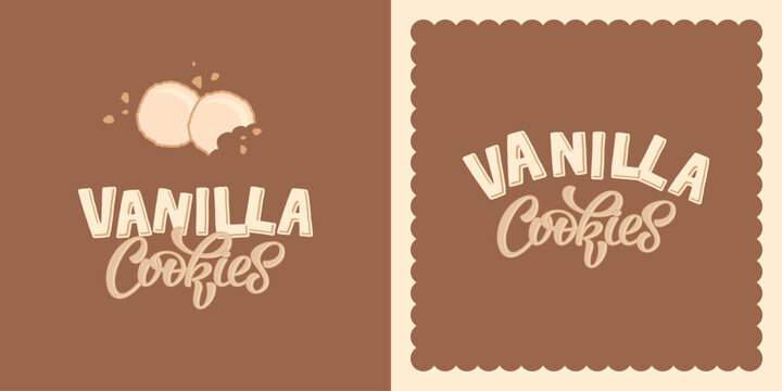 Vanilla Cookies vector lettering illustration on tasty background