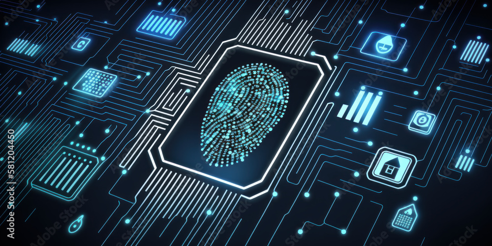 Poster access to secured computer network and digital system requires fingerprint authentication. utilizing