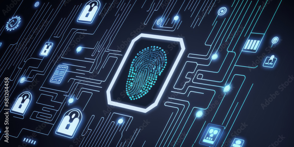 Poster access to secured computer network and digital system requires fingerprint authentication. utilizing