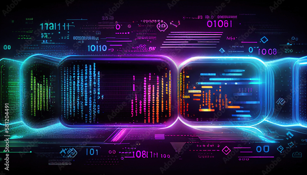 Poster digital technology, internet network connection, big data, digital marketing iot internet of things.