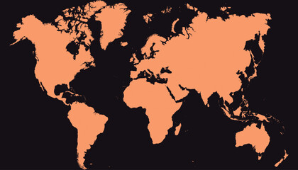World map. Silhouette map. Color modern vector map.	