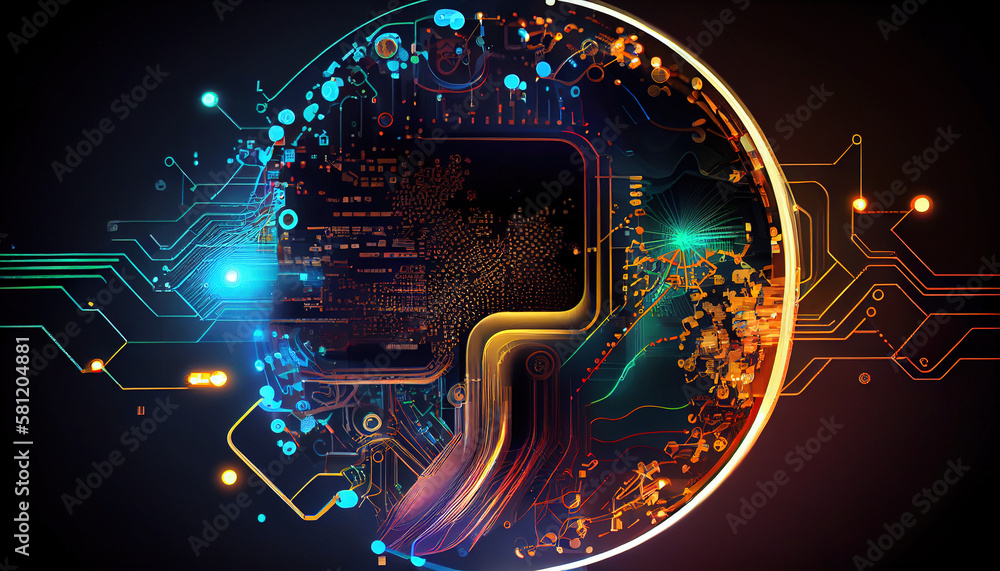 Poster digital technology, internet network connection, big data, digital marketing iot internet of things.