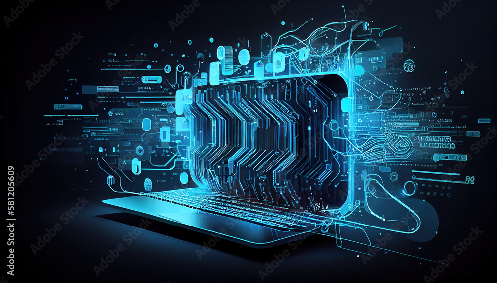 Poster digital technology, internet network connection, big data, digital marketing iot internet of things.