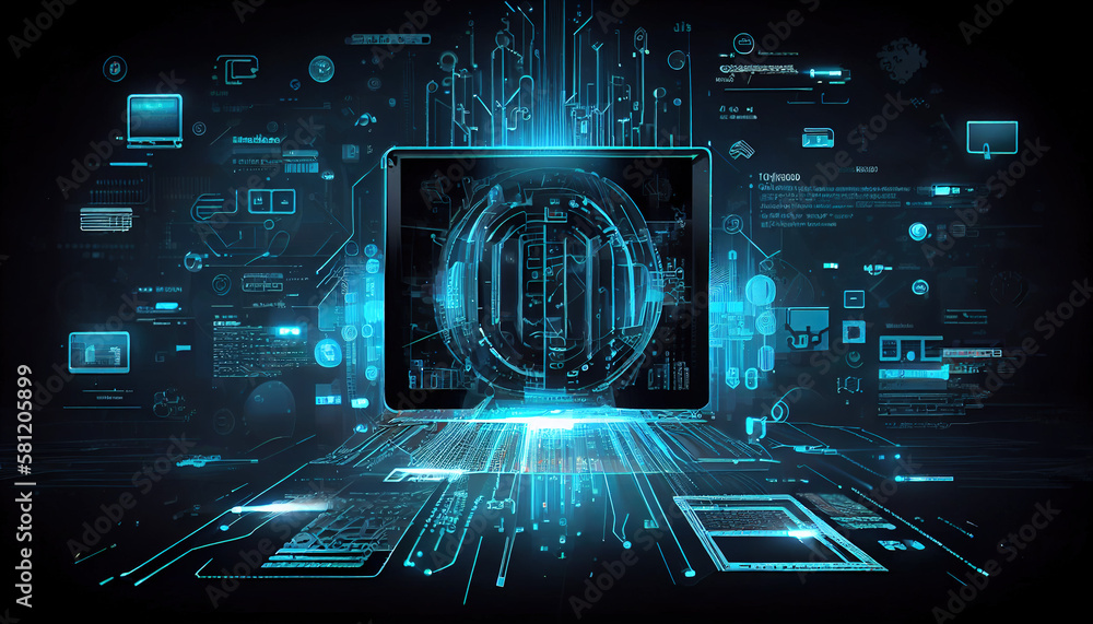 Poster digital technology, internet network connection, big data, digital marketing iot internet of things.