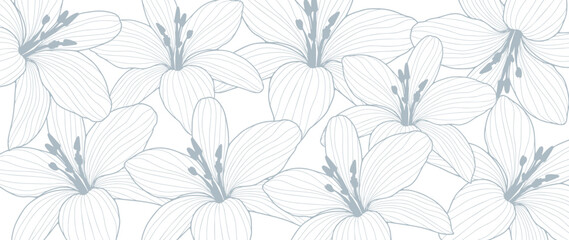 Vector floral background in pastel shades with delicate lilies for decor, covers, wallpapers