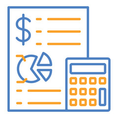 Calculations Blue & Orange Line Icon