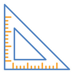 Triangular Ruler Blue & Orange Line Icon