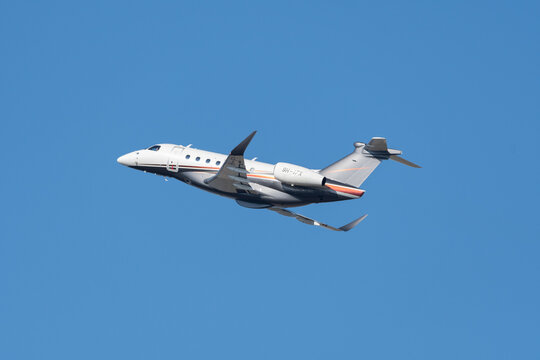 Embraer EMB 550 Praetor 600 jet take off in Zurich in Switzerland 10.2.2022