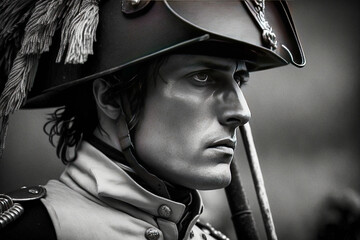 A black and white portrait of Napoleon - generative ai - obrazy, fototapety, plakaty