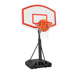 basketball hoop and ball isolated. 3d illustration PNG file