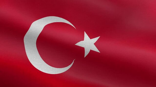 National Flag of Turkey, Seamless loop Turkey flag animation. A beautiful view of Turkey flag video. 3d flag waving video. Turkey HD resolution.