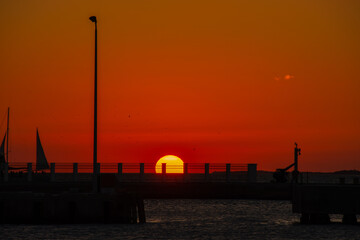 Beautiful sunset in the port of Key West in the far south of Florida