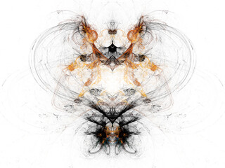 Abstract illustration with symmetric geometric pattern on a white background.