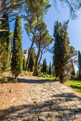 Cortona, Italy. Picturesque park in front of the Basilica of Santa Margherita