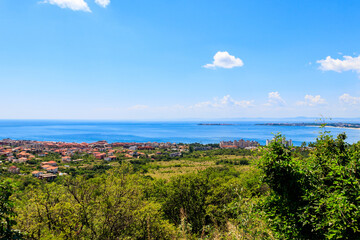 Aerial view of Sveti Vlas resort and the Black Sea in Bulgaria