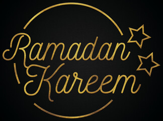 Arabic lantern ornament, Ramadan Kareem Golden calligraphy design banner