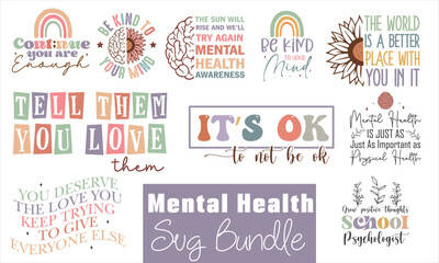 Naklejka premium Mental health retro SVG bundle.