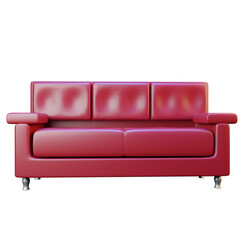 Cozy lather sofa set icon isolated 3d render illustration