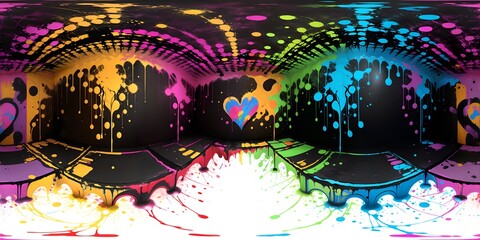 Obraz premium Rainbow Watercolor Wreath in Splash tone. Ai generative technology vr ready.