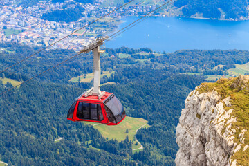 Overhead cable car to the top of Mount Pilatus in Canton Lucerne, Switzerland