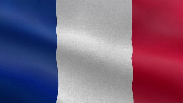 National Flag of France, Seamless loop France flag animation. A beautiful view of France flag video. 3d flag waving video. France HD resolution.