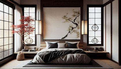 interior of a bedroom design, generative ai