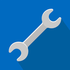 wrench or spanner icon, blue and gray, vector illustration 