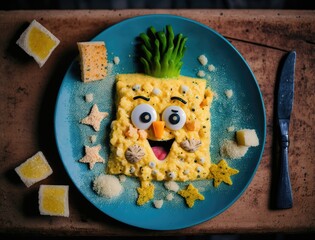 Scrambled Eggs for Kids in the shape of the smile face emoji