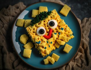 Scrambled Eggs for Kids in the shape of the smile face emoji