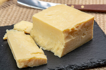 British cheeses collection, English matured smoked cheddar cheese