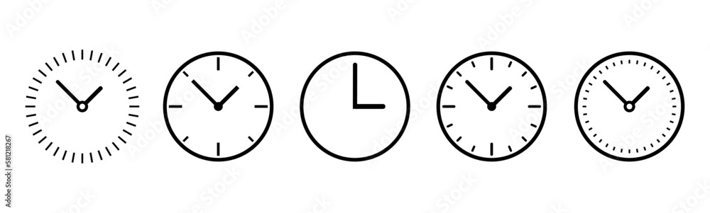 Poster clock icon set. time clock icons collection. vector 10 eps.