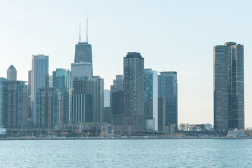 Obraz premium Chicago Business District, Downtown, Skyscraper. Michigan Lake